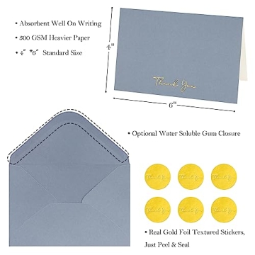 Crisky 50 Pack Thank You Cards with Envelopes & Stickers