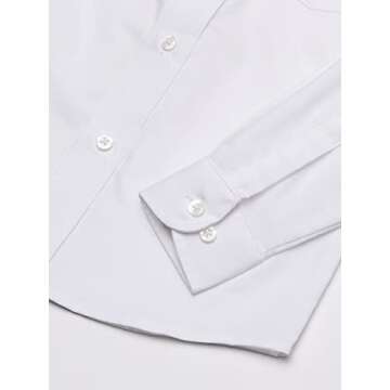 IZOD boys Long Sleeve Solid Button-down Oxford button down shirts, White, 8 US