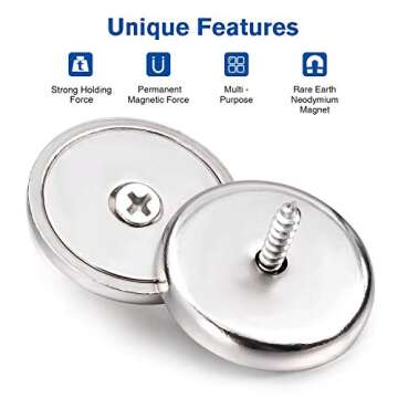 LOVIMAG Neodymium Cup Magnets, 100lbs Holding Force Strong Rare Earth Magnets with Countersunk Hole and Iron Sheet and Screw for Holding Tools Lifting, Hanging, Door, Cabinet Diameter 1.26 inch