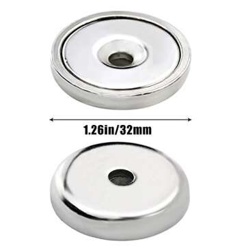 LOVIMAG Neodymium Cup Magnets, 100lbs Holding Force Strong Rare Earth Magnets with Countersunk Hole and Iron Sheet and Screw for Holding Tools Lifting, Hanging, Door, Cabinet Diameter 1.26 inch
