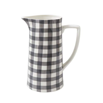Creative Co-Op Black & White Gingham Pitcher - 64 oz