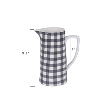 Creative Co-Op Black & White Gingham Pitcher - 64 oz
