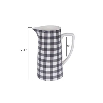 Creative Co-Op Black & White Gingham Pitcher - 64 oz