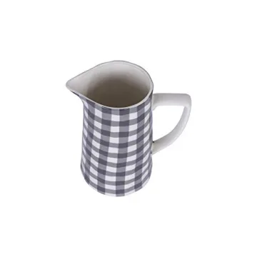 Creative Co-Op Black & White Gingham Pitcher - 64 oz