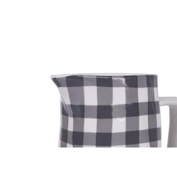 Creative Co-Op Black & White Gingham Pitcher - 64 oz
