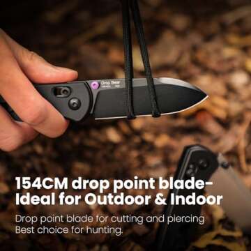 Kizer Drop Bear EDC Folding Knife - Durable 154CM Blade, Lightweight Pocket Knife