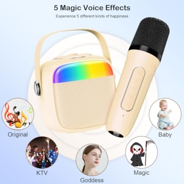 HWWR Karaoke Machine for Kids, Birthday Gifts for Girls, Toys for 4, 5, 6, 7, 8, 9, 10, 12 Year Old, Mini Portable Bluetooth Speaker with 2 Microphones, Teens Gifts Singing Machine for Home Party