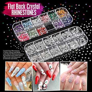 Teenitor Nail Art Brushes, Nail Dotting Tools, Nail Art Design Kit with Butterfly Nail Brush, Nail Art Stickers, Nail Foil, Nail Art Striping Tape, Nail Art Rhinestones