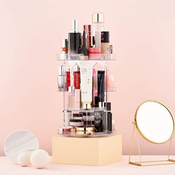DOZZZ 360-Degree Rotating Clear Makeup Organizer