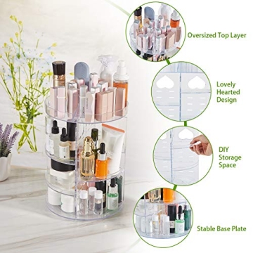 DOZZZ 360-Degree Rotating Clear Makeup Organizer