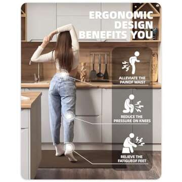 Color&Geometry Kitchen Rugs, Kitchen Rug Set 2 Piece Kitchen Runner Rug Kitchen Floor Mat, Cushioned Anti Fatigue Kitchen Mat Non Skid Waterproof Comfort Standing Kitchen Rug, 17"x29"+17"x59", Brown