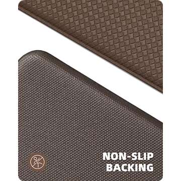 Color&Geometry Kitchen Rugs, Kitchen Rug Set 2 Piece Kitchen Runner Rug Kitchen Floor Mat, Cushioned Anti Fatigue Kitchen Mat Non Skid Waterproof Comfort Standing Kitchen Rug, 17"x29"+17"x59", Brown