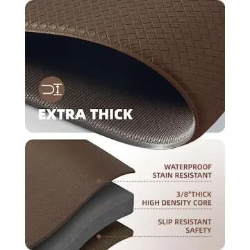 Color&Geometry Kitchen Rugs, Kitchen Rug Set 2 Piece Kitchen Runner Rug Kitchen Floor Mat, Cushioned Anti Fatigue Kitchen Mat Non Skid Waterproof Comfort Standing Kitchen Rug, 17"x29"+17"x59", Brown