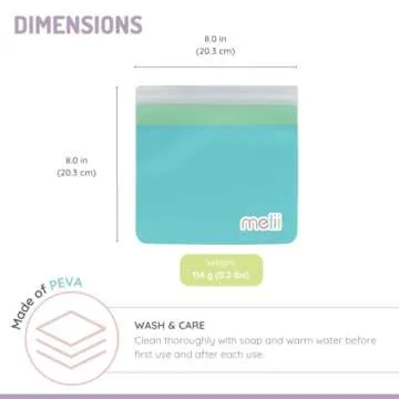 melii Reusable Sandwich & Snack Bags for Kids & Adults, 6 Pack, Food Storage, Organization & Meal Pr...