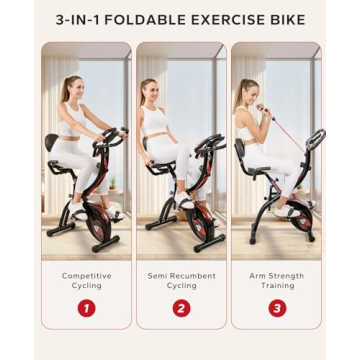 HAPBEAR Folding Exercise Bike with 3 in 1 Modes