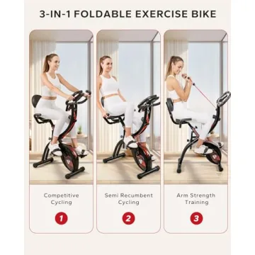 HAPBEAR Folding Exercise Bike with 3 in 1 Modes