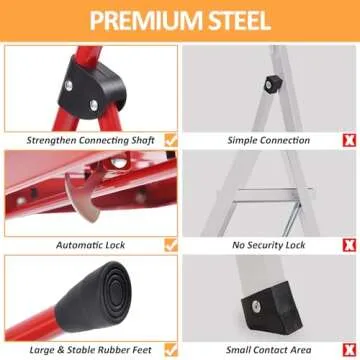 KINGRACK 3-Step Ladder with Anti-Slip and Wide Pedal