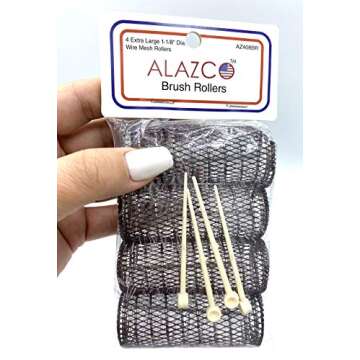 ALAZCO 8 pc Vintage Style Hair Rollers XLarge BRUSH ROLLERS & 8 PINS (8 XL Rollers)