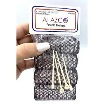 ALAZCO 8 pc Vintage Style Hair Rollers XLarge BRUSH ROLLERS & 8 PINS (8 XL Rollers)