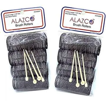 ALAZCO 8 pc Vintage Style Hair Rollers XLarge BRUSH ROLLERS & 8 PINS (8 XL Rollers)