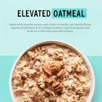 Purely Elizabeth Collagen Oatmeal, Vanilla Pecan, Made with Organic Oats, Amaranth, Quinoa, and Chia...