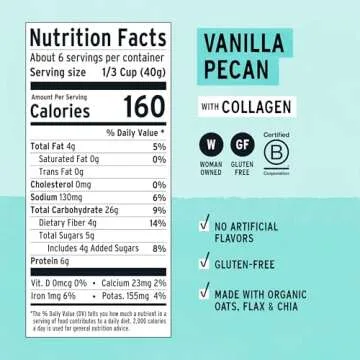 Purely Elizabeth Vanilla Pecan Collagen Oatmeal 8 oz