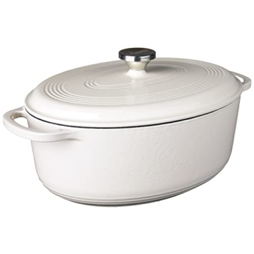 Lodge 7 Quart Enameled Cast Iron Oval Dutch Oven – Versatile & Stylish Cooking Solution