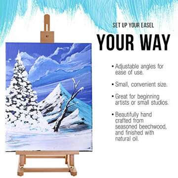 U.S. Art Supply 38" High Tabletop Wooden H-Frame Studio Easel - Artists Adjustable Beechwood Painting and Display Easel, Holds Up to 22" Canvas - Portable Sturdy Table Desktop Holder Sketch Pad Stand