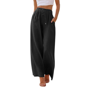 LILLUSORY Linen Wide Leg Pants Womens Palazzo Flowy Beach Vacation 2025 Summer Spring Outfits Clothe...