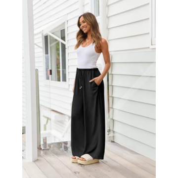 LILLUSORY Women's Linen Wide Leg Pants for Summer Style