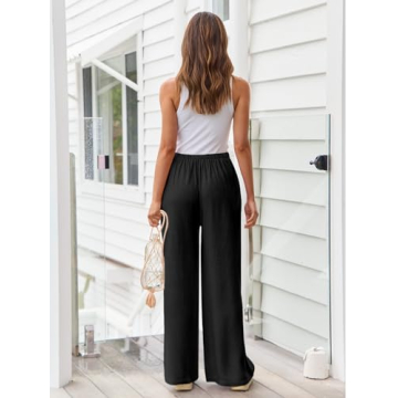 LILLUSORY Women's Linen Wide Leg Pants for Summer Style