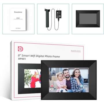 Dreamtimes 8 Inch Digital Picture Frame with IPS HD Touch Screen, 16GB Storage, Auto-Rotate, Digital Photo Frame Share Photos and Videos Remotely via AiMOR App