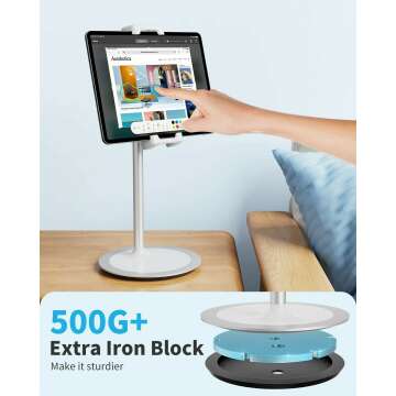 SAIJI Adjustable 360° Tablet Stand for iPad & Phones