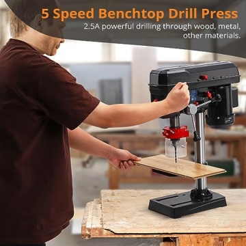 Benchtop Drill Press with 5 Speed Adjustable and 8" Swing