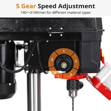Benchtop Drill Press with 5 Speed Adjustable and 8" Swing