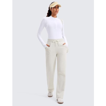 CRZ YOGA Women's Long Sleeve Crop Top Quick Dry Cropped Workout Shirts Half Quarter Zip Pullover Running Athletic Fall Shirt White Medium