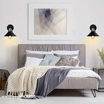 LABOREDUCER Hardwired Wall Sconce Set of 3,Black Industrial Vintage Wall Mounted Lights Sconces Wall Decor for Living Room Bedside Bedroom Indoor Doorway,Wall Lamp Fixture (E26 Bulbs NOT Included)