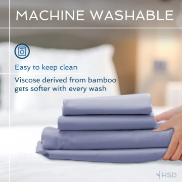 Hotel Sheets Direct 4 Piece Bed Sheet Set King Size, 100% Viscose Derived from Bamboo Sheets Set with 2 Pillowcases, Cooling & Breathable Luxury Bedding, Moisture-Wicking & Silky Soft Texture, White