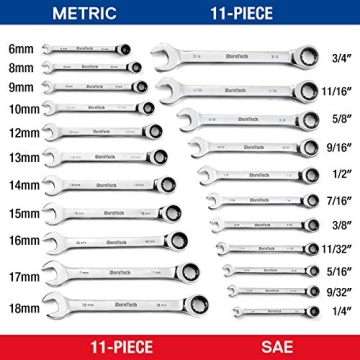 DURATECH 22-Piece Ratcheting Wrench Set for All Repairs