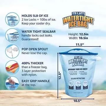 Reusable Large Leakproof Ice Bags for Coolers - Perfect for Travel