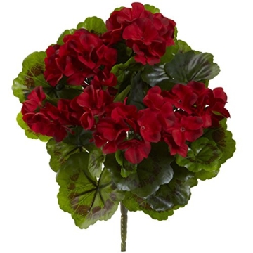 Nearly Natural Geranium Artificial Bush Set of 4 Indoor Outdoor