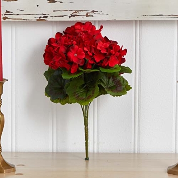 Nearly Natural Geranium Artificial Bush Set of 4 Indoor Outdoor