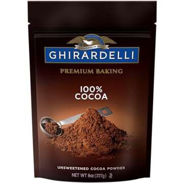 Ghirardelli Unsweetened Cocoa Powder Pouch 8 Ounce (Pack of 3) with Limited Edition Measuring Spoon