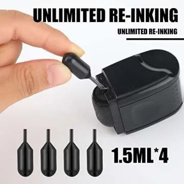 Nezyo 2 Pack Identity Protection Roller Stamp Identity Theft, Confidential, Privacy Roller Stamp Information Blocker and 4 Pack Refill Ink for ID Account Data Address Security