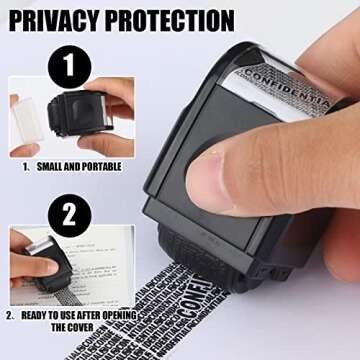 Nezyo 2 Pack Identity Protection Roller Stamp Identity Theft, Confidential, Privacy Roller Stamp Information Blocker and 4 Pack Refill Ink for ID Account Data Address Security