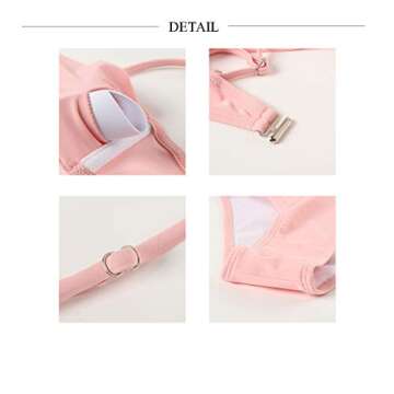 MOSHENGQI Sexy Push up Bikini Sets High Waist Swimsuits for Women Spaghetti Straps (Medium, Pink)