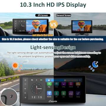 2024 Newest Upgrade Carpuride W103 Pro Portable 10.3 Inch IPS Touch Screen Wireless Carplay Android ...