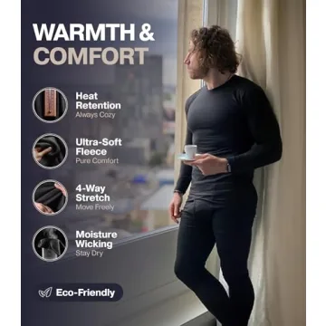 Thermajohn Long Johns Thermal Underwear for Men Fleece Lined Base Layer Set for Cold Weather (X-Small, Charcoal)