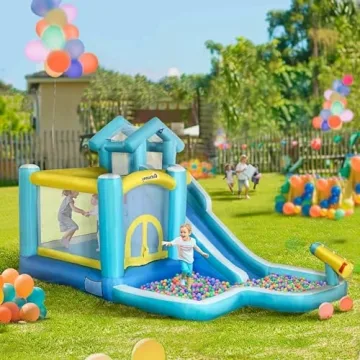 Outsunny 5-in-1 Kids Bounce House with Slide & Pool