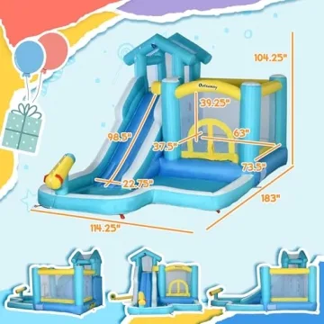 Outsunny 5-in-1 Kids Bounce House with Slide & Pool